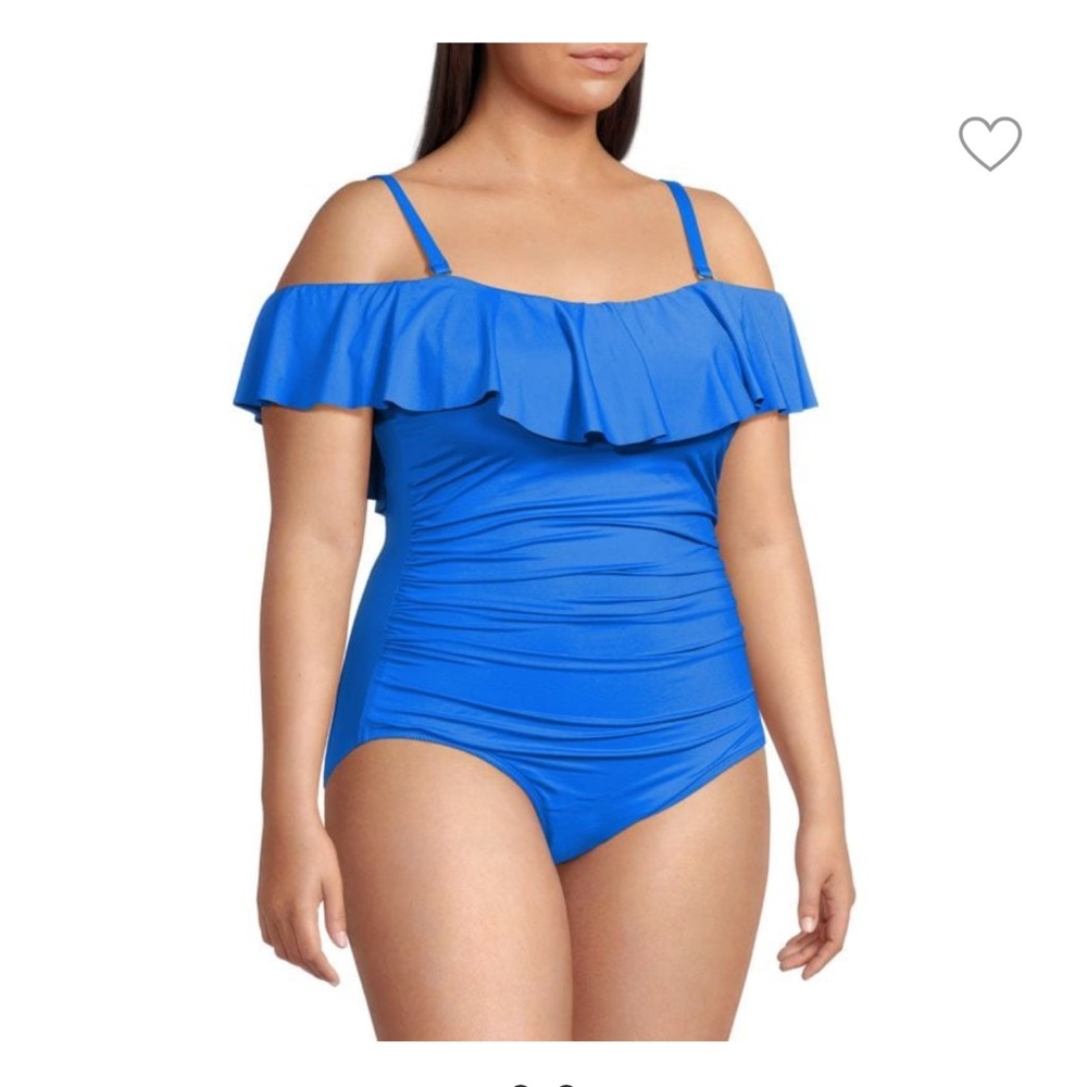 Size 18W Ruffle-Trim One-Piece Swimsuit